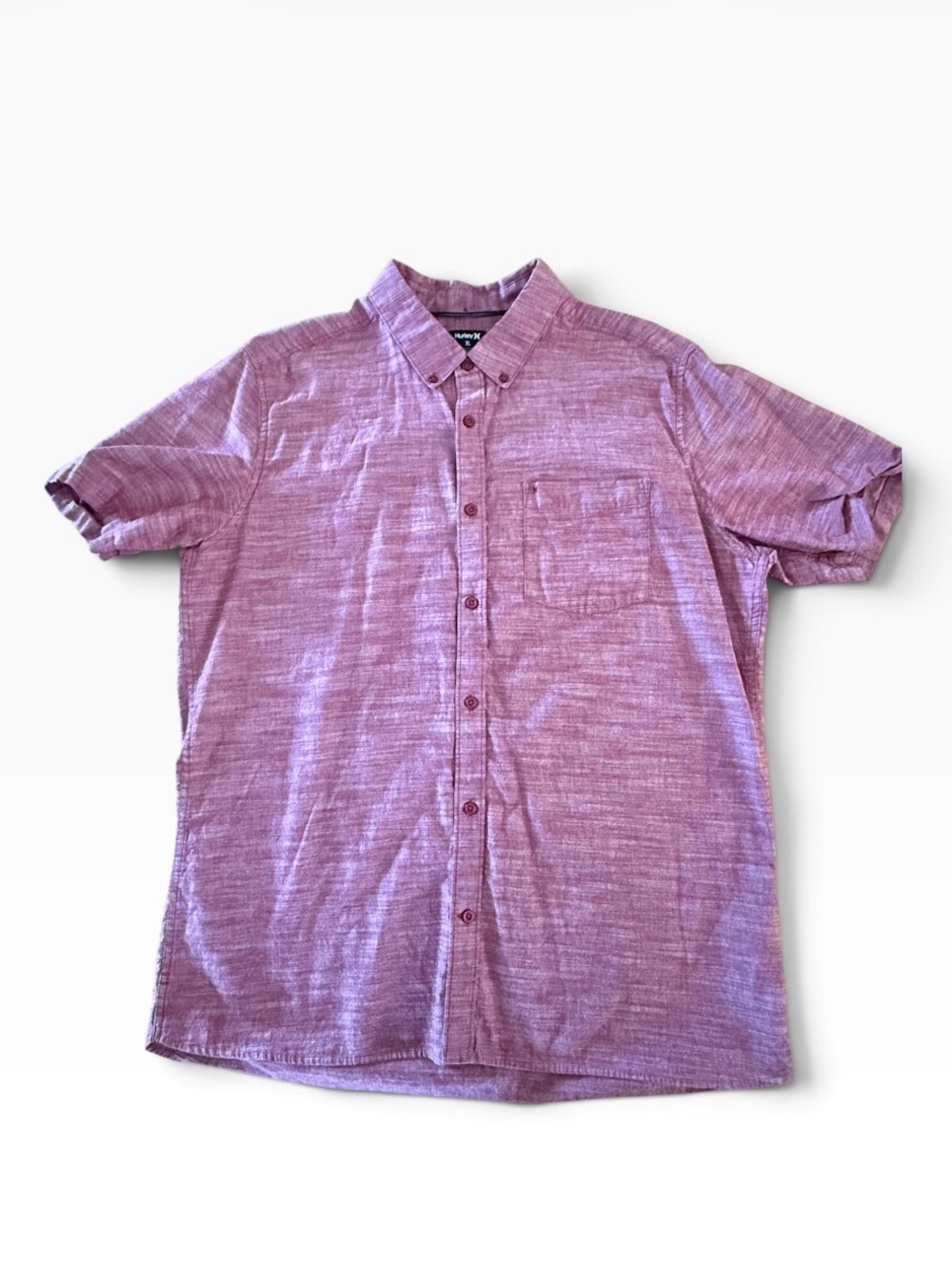 HURLEY Men's Short-Sleeve Button-Down Shirt in Heathered burgundy
